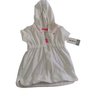 Carters White Terry Cloth Zip up Bathsuit Cover-up Size 9 months NWT